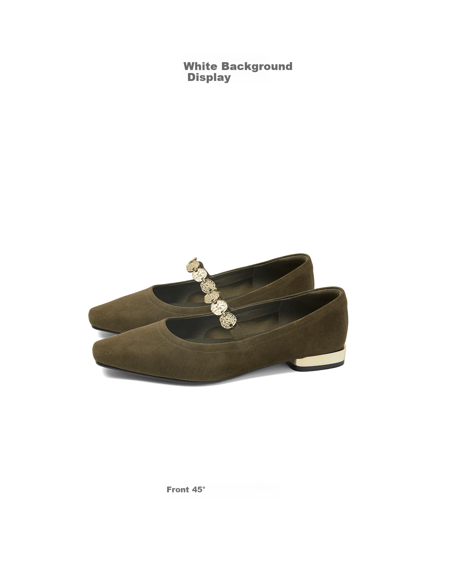 COMELY Low-Heel Mary Jane Shoes for Women, Spring New Style Retro Gold Coin Square Toe Multi-Bead Shoes, Sheepskin Velvet Shoes, Brown, Size 34 10
