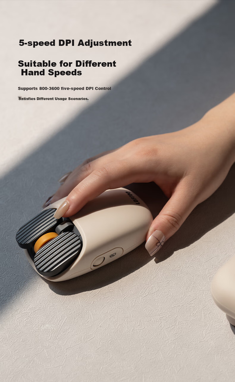 LOFREE Potato Chip Mouse EP115, Wireless Bluetooth 1970S Retro Series, Dual-Mode Connection Office Mouse, Walnut 4