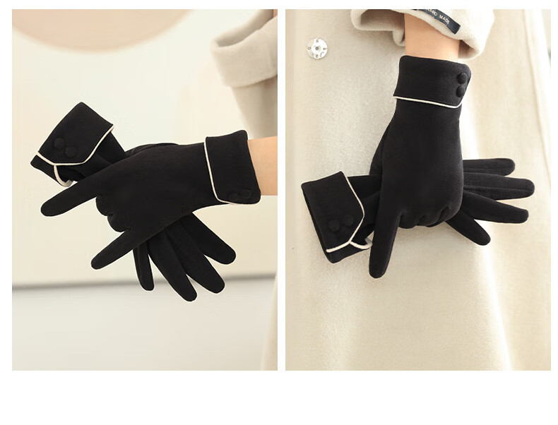Fapaide Fleece Gloves for Women Spring and Autumn Outdoor Cycling Driving Korean Style Cute Fleece Winter Warm Gloves Khaki 10