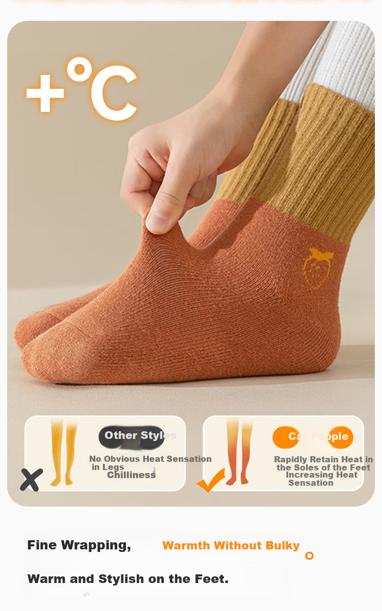 MiiOW Children's Socks for Girls, Mid to Big Kids Terry Mid-Calf Socks, Cartoon Patchwork Loops Versatile Autumn Winter Style, 5 Pairs Pack 7