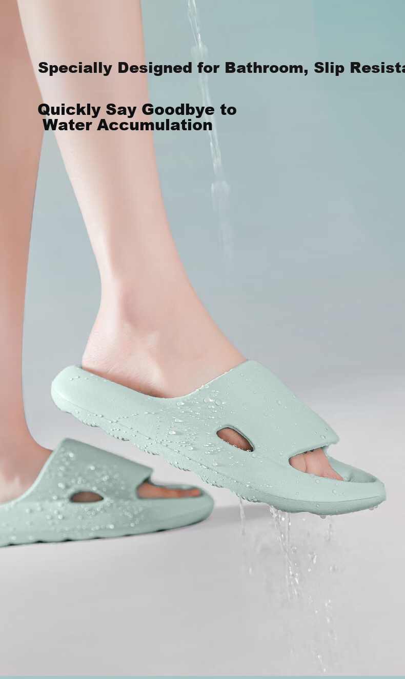 MINISO Slippers for Men, Summer Bathroom Shower Non-Slip Water-Draining Quick-Drying Odor-Free Home Breathable Sandals for Women, Black 5