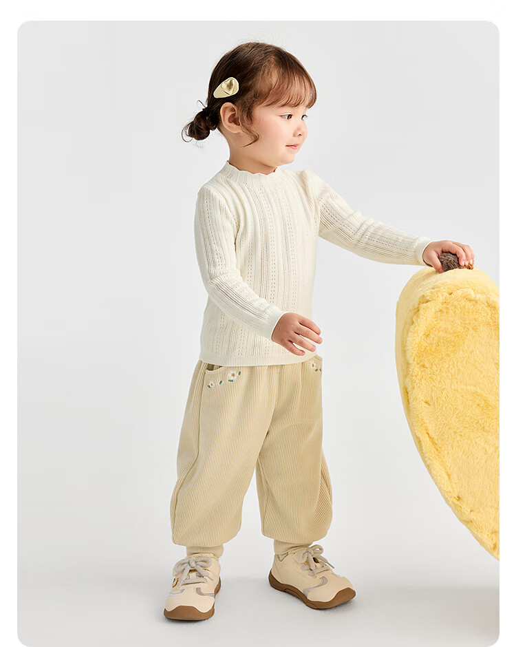 BALABALA [Same As in Mall] Baby Long Pants, Fleece-Lined Thickened Joggers, Winter Girls' Trousers 10