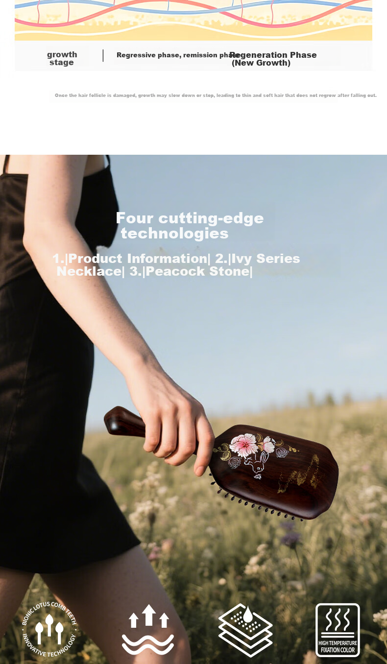 Langfeng Natural Ebony Wood Air Cushion Comb Massage Scalp Volumizing Gift for Women, Friends, Wife, Practical High-End Mid-Autumn Festival Gift for Parents And Elders, Customer Practical Premium Present 4