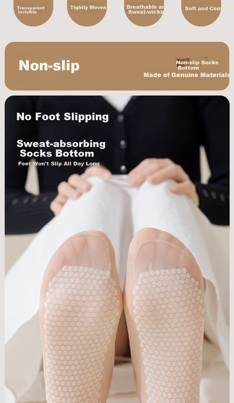 LangSha Silk Stockings, 10 Pairs, Women's Spring And Summer Thin Style, Durable, Anti-Snagging, Nude Color Cotton Sole, Non-Slip Mid-Calf Women's Socks 2