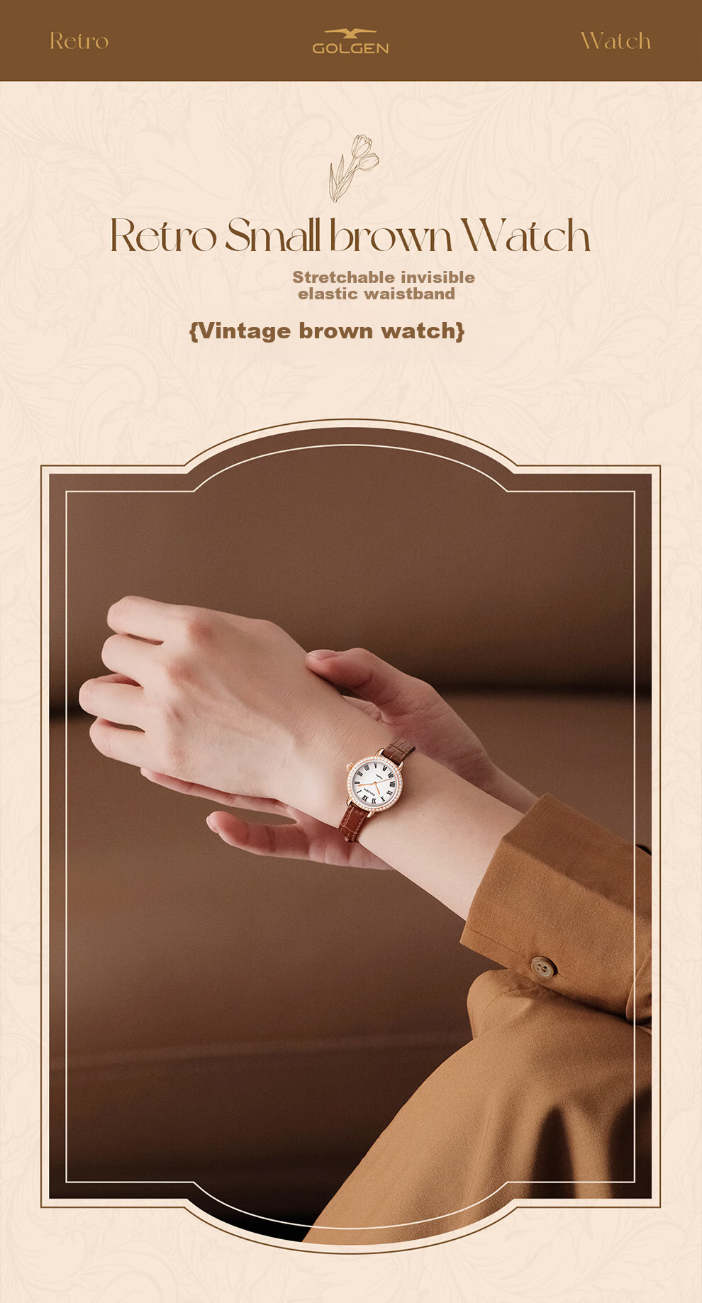 GOLGEN Women's Watch, Little Swan Series, Ladies Leather Strap Vintage Quartz Watch, Birthday Gift for Girlfriend, 19036 1