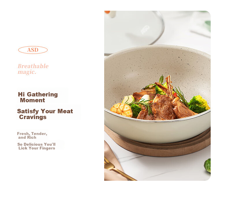 ASD Wok with Ceramic Exterior And Non-Stick Interior, Flat Bottom Frying Pan for Home Use, 30cm, Compatible with Gas And Induction Cooktops, CL30T6WG-D 11