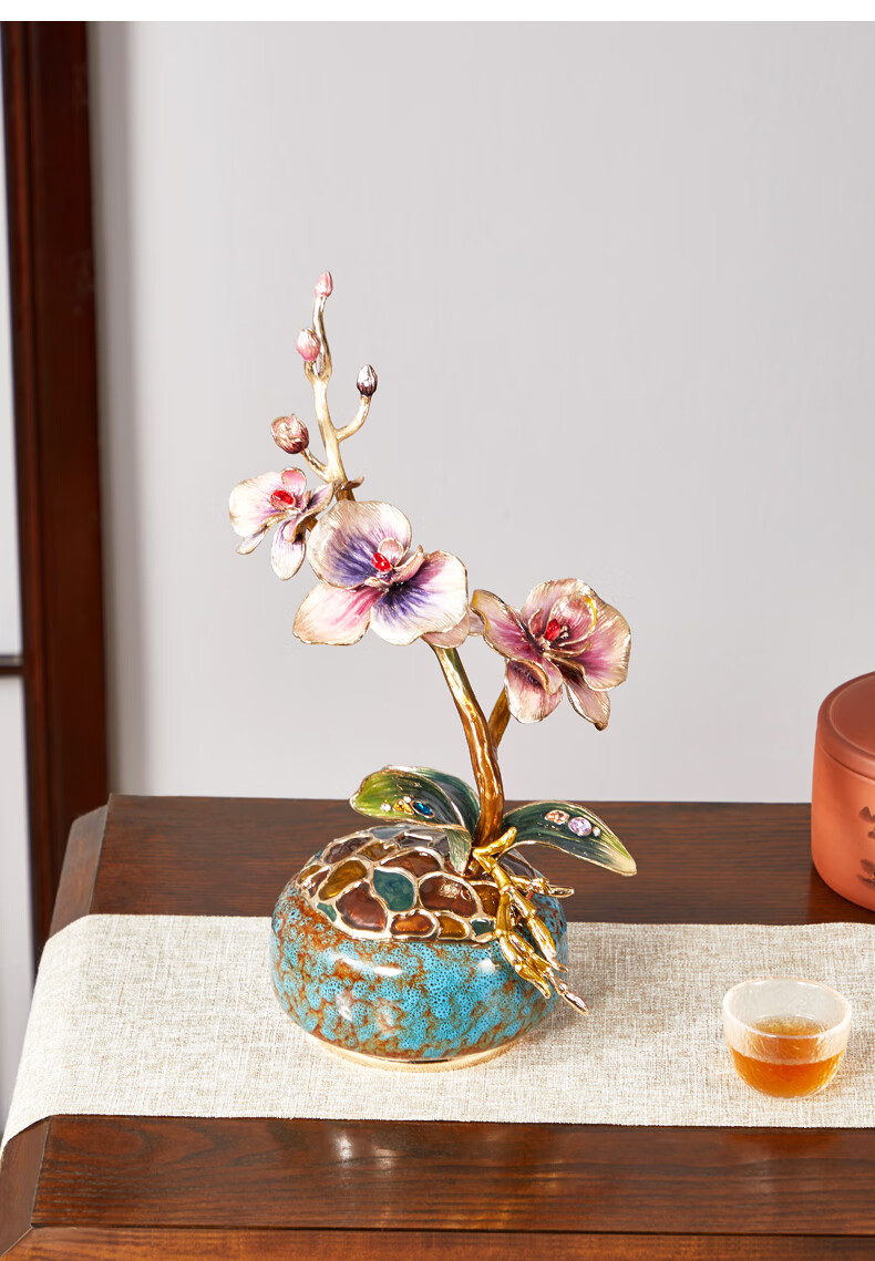 Norsman Phalaenopsis Orchid Figurine Craft Living Room Entryway Bedroom Office Desktop Decoration Housewarming Moving Gift 1