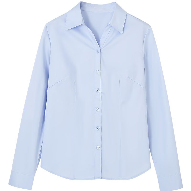 Demana Pure Cotton Island Autumn Elegant Commuter V-Neck Princess Seam Waist Slimming Long Sleeve Shirt Blouse for Women