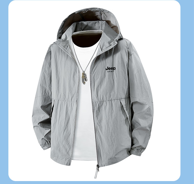 JEEP Men's Summer Ultra-Thin Cooling Ice Silk Sun Protection Jacket Breathable Loose Fit Black S 10