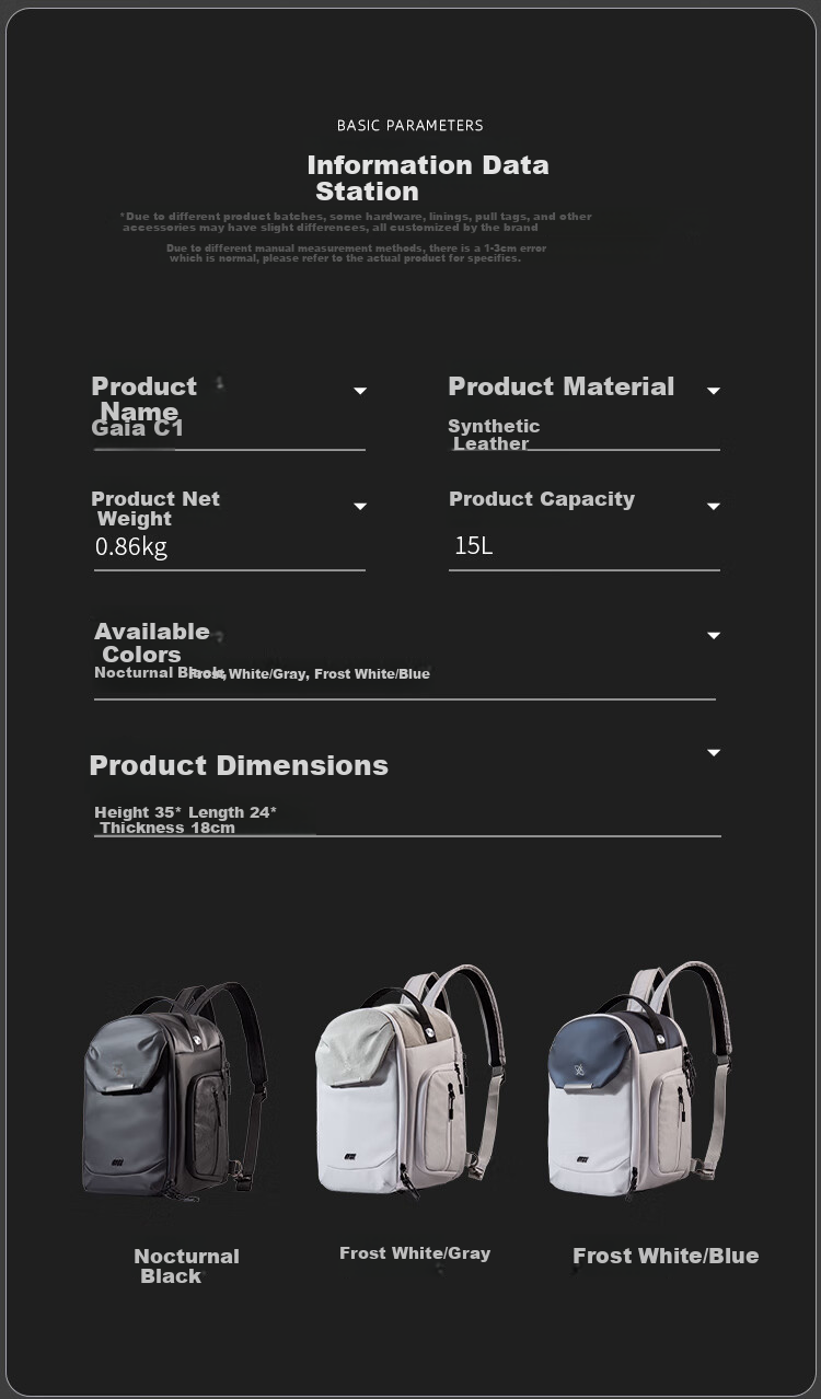 GYXX Gaia C1 Crossbody Camera Bag, Dual-Use Backpack for Men And Women, DSLR And Mirrorless Camera Photography Bag, Storage Inner Liner Bag 21