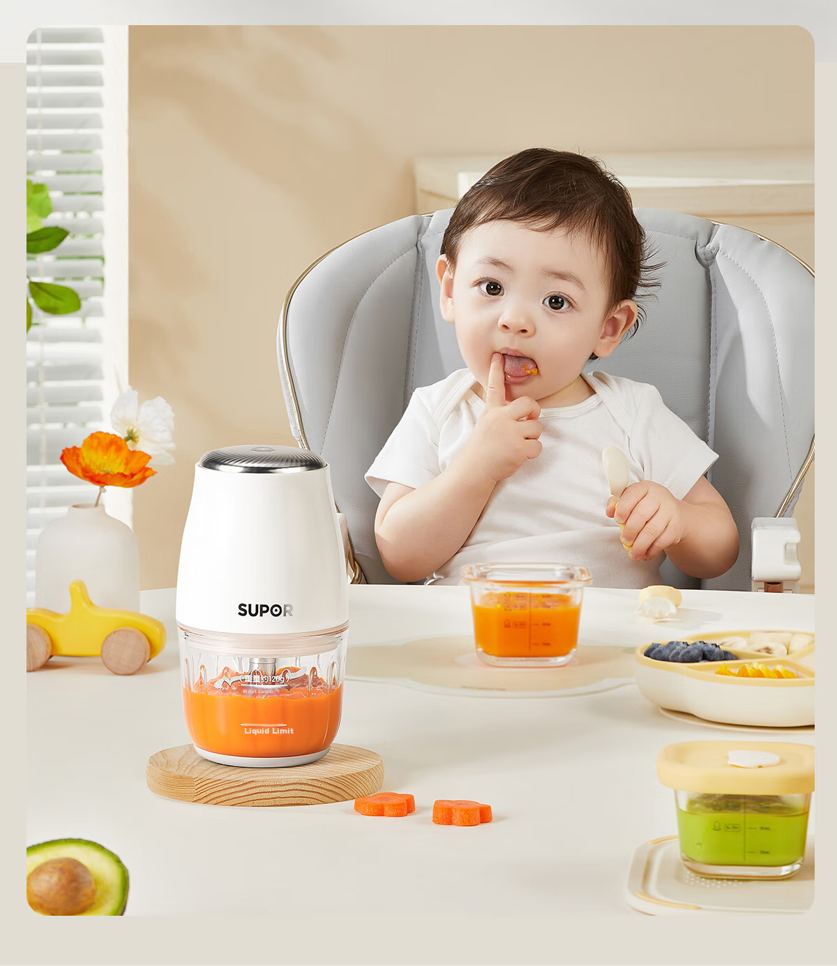 SUPOR Baby Food Processor, Multifunctional Baby Food Preparation Tool, Food Blender with 8 Blades And Dual Cups, Double Blade, FB10F 20