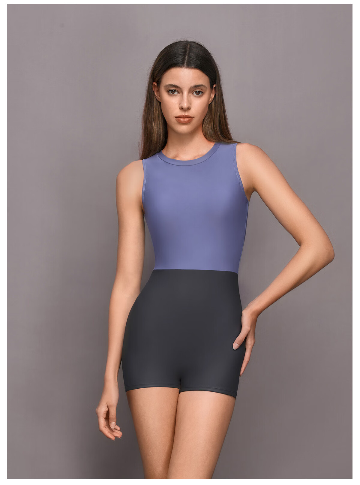 PULASSI Women's Swimsuit, Professional One-Piece Boyleg Conservative Swimwear, Ladies Racing Swimsuit, Smoke Blue, 2XL 9