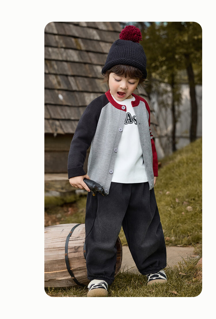 ASK JUNIOR Academy Style Children's Long Sleeve Sweater 25 Autumn Toddler Colorblock Fleece Yarn Knit Cardigan Boys Sweater 14