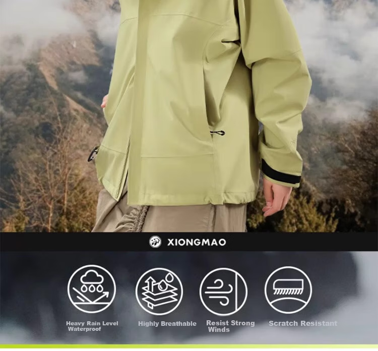 CAMEL Panda Outdoor Single-Layer Waterproof Jacket for Men And Women, Hard Shell Color Block Coat A34BA46169 Lime Green S 5