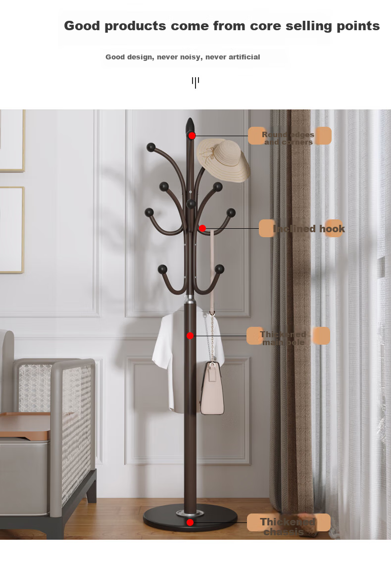 Qiyinge Floor-Standing Clothes Rack, Bedroom Coat Stand, Living Room Garment Hanger, Home Coat Rack 5