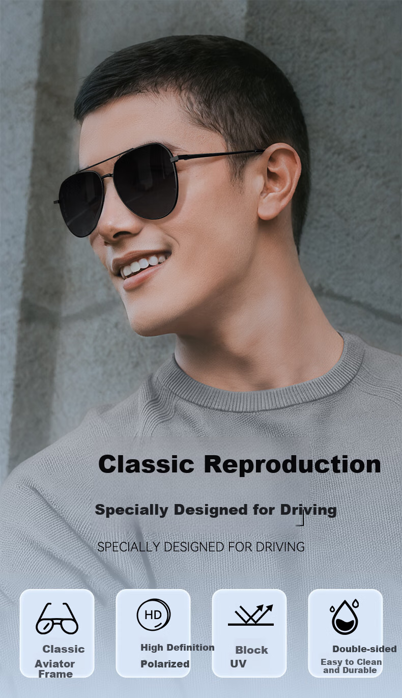 Ouna Doctor Glasses Classic Aviator Sunglasses, Polarized Sunglasses Glasses, Driving Anti-Glare Frog-Eye Glasses, Black 1