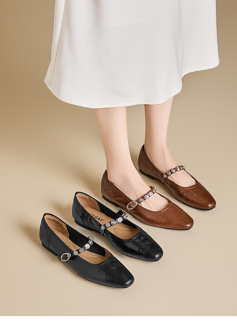 Saturday Sheepskin Mary Jane Shoes Women 2025 New Autumn Winter Retro Soft Sole Comfortable Commuter Flat Shallow Single Shoes 1