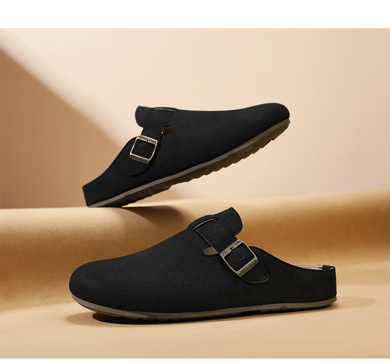 Warrior Men's New Birkenstock Style Slip-On Casual Half-Slip Toe Shoes Black 18