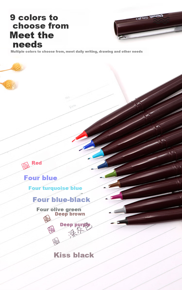 Pentel JM20-BE Duck-Billed Pen, Drawing Pen, Comic Pen, Sketch Pen, Quick-Drawing Pen, Outlining Pen, Business Signature Pen, Red 4