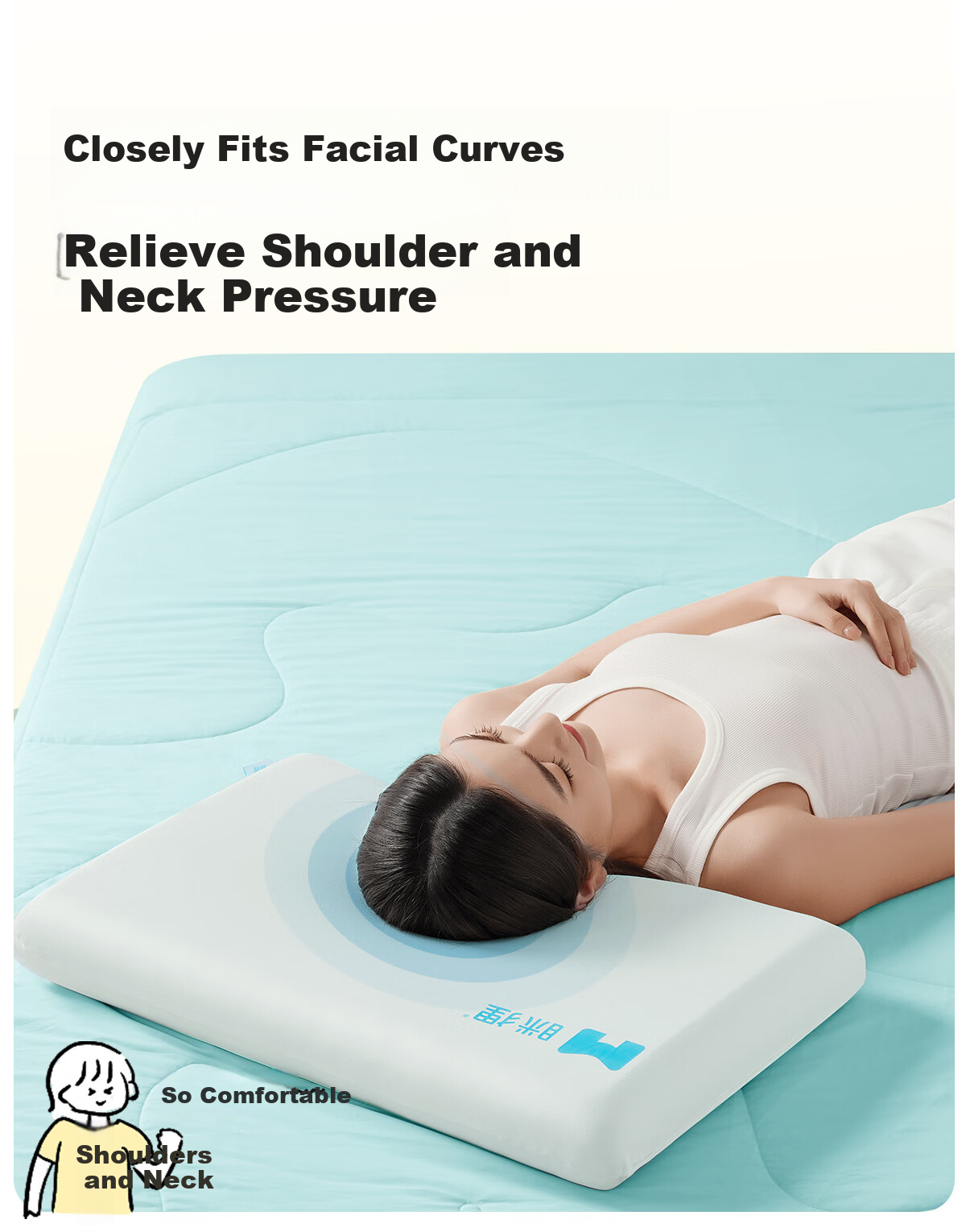 MLILY Neck Pillow, Cervical Support, Deep Sleep Memory Foam Pillow Core, Adult Slow Rebound, Zero Pressure Pillow, Student-Specific, Non-Sagging 8