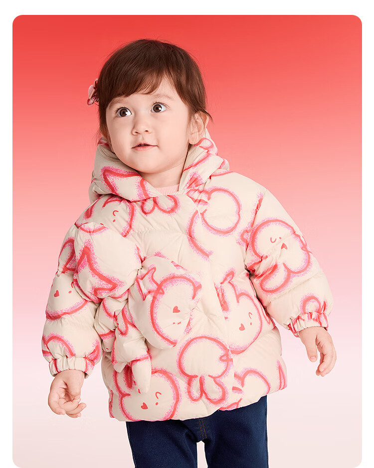 BALABALA Kids Down Jacket Girls 2025 New Red Lunar New Year Outfit Baby Warm Spring Traditional Style Coat 12