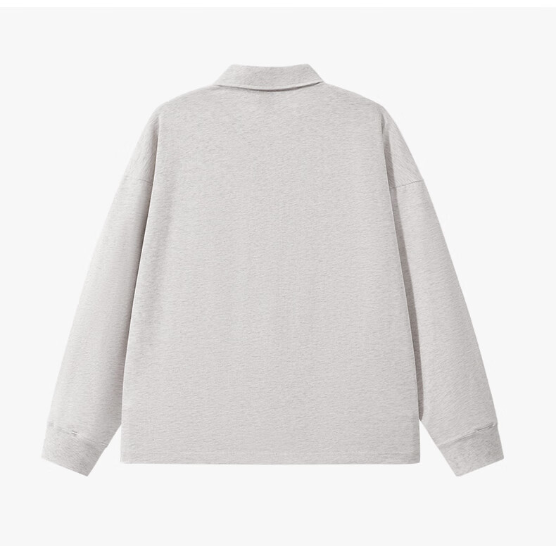 Charles Peach Heart Simple Collar Polo Sweatshirt Unisex Couple Small Heart Chest Autumn Long Sleeve Off-White S 10