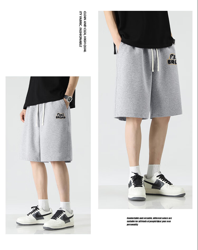MMOPTOP American-Style Ice Silk Thin Five-Point Shorts, Summer Men's Loose Quick-Dry Breathable Shorts, F304P Black XL 9