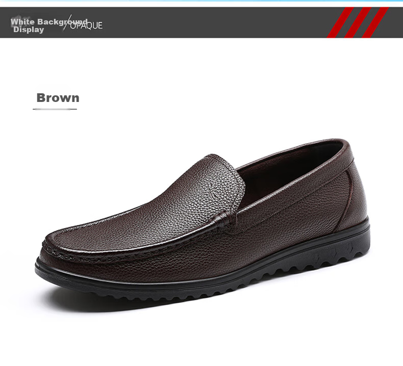 RED DRAGONFLY Leather Men's Slip-On Shoes, Business Casual Shoes for Men, Dad Loafers, Single Shoes WTA214152, Brown, Size 39 4