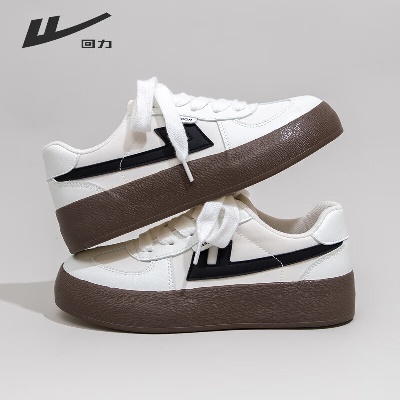 Warrior Women's Shoes 2026 New Thick Sole Sneakers Lightweight Versatile White Casual Sports Shoes Beige/Black Size 36