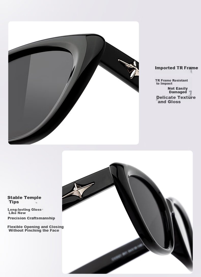 CAXMAN Retro Cat Eye Elegant Plain GM Sunglasses for Men And Women, Narrow Frame UV Protection Polarized Driving Glasses that Make Face Look Smaller 10
