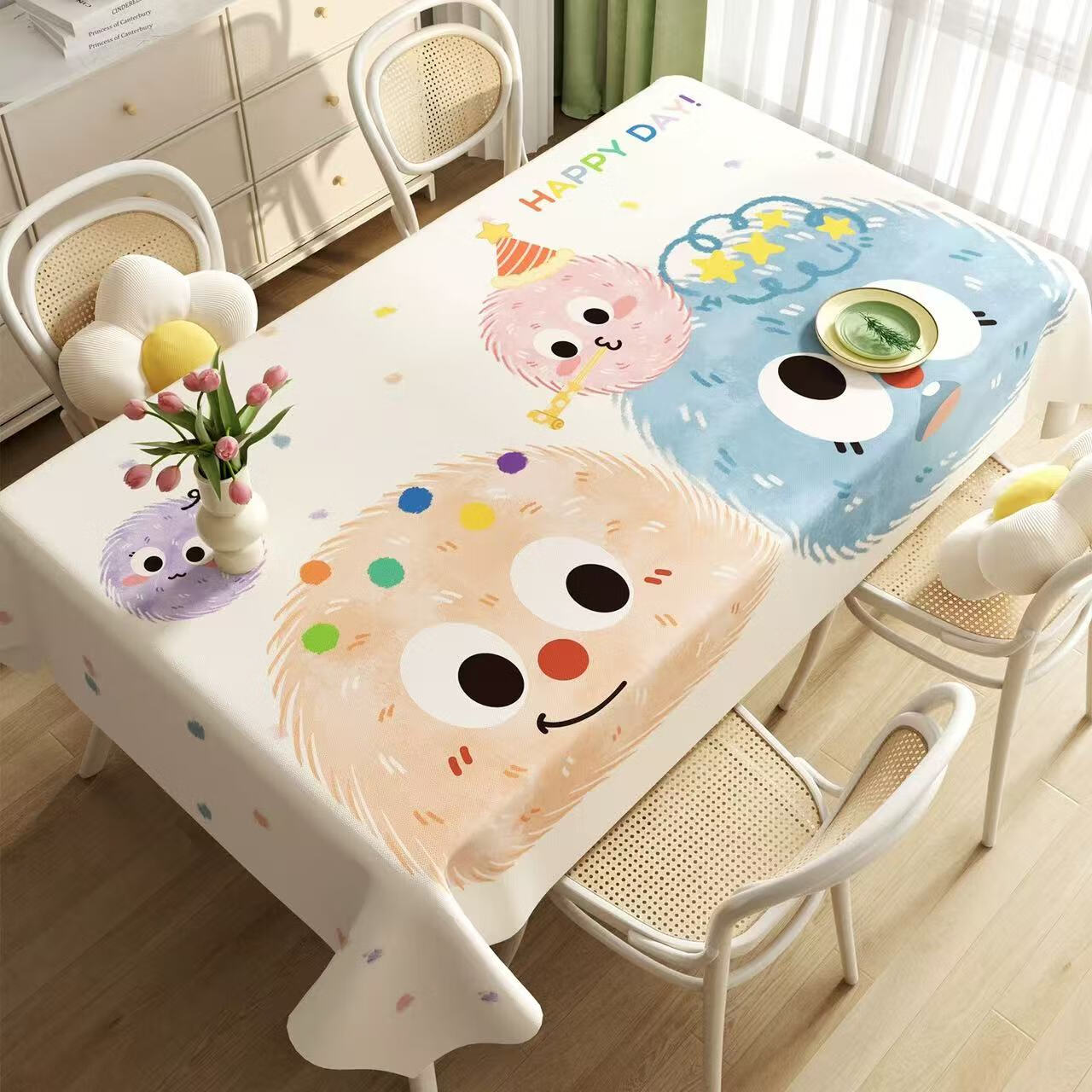 Jingxun Dopamine Tablecloth, Waterproof And Oil-Proof, Washable, Heat-Resistant, Rectangular Dining Table Cover, Light Luxury Coffee Table Cloth, 0.9*1.4m