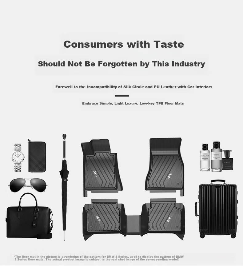 3W Suitable for BMW 3 Series, Specifically for 320Li 318 3 Series Long Wheelbase TPE Car Floor Mats + Carpet Surface, 2020-2026 Models 10