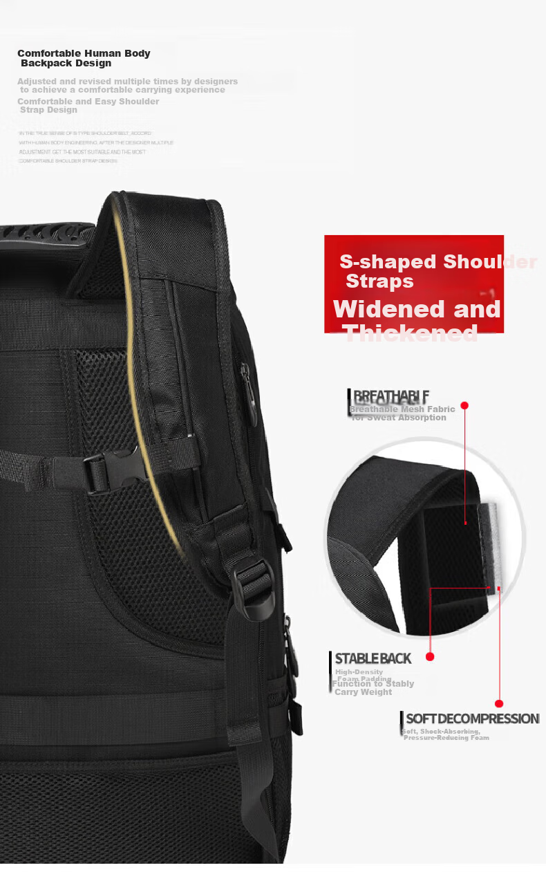 Huili Backpack for Men, Extra Large Capacity Travel Bag, Casual Outdoor Self-Driving Business Trip Luggage Hiking Bag, Student Schoolbag 13