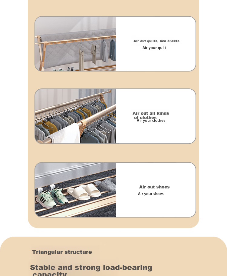 HKG Folding Aluminum Alloy Clothes Drying Rack, Extendable Indoor Balcony Household Clothes And Quilt Drying Stand 9