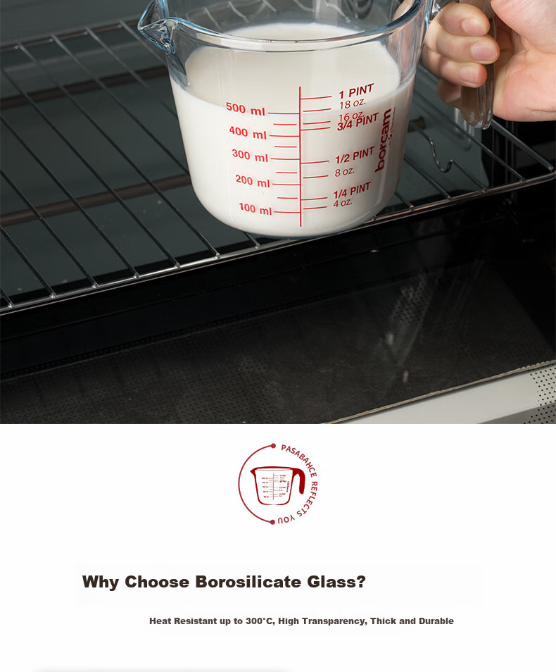Pasabahce Measuring Cup, Imported Borosilicate Glass, Microwave And Oven Safe, Heating And Baking Tool, Milk Cup, 750ML, 59176 7