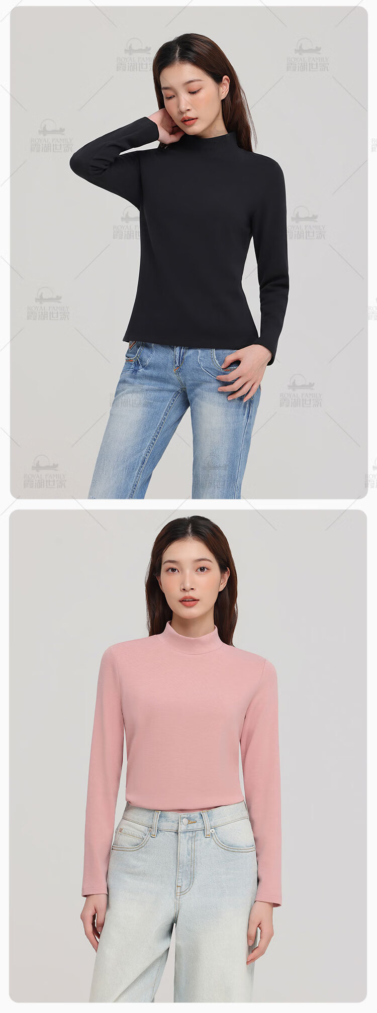 Xiahu Shijia [Zhende Velvet · Return] Autumn Winter Women's Semi-Turtleneck Brushed Anti-Static Thermal Long Sleeve T-Shirt S Black 10