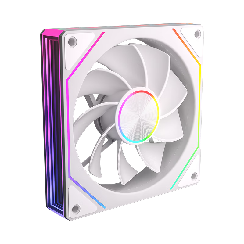 PowerTrain Prism 8 PRO Case Fan, 12CM Desktop Computer ARGB Lighting Synchronized CPU Cooling Fan, Infinite Mirror Light Effect, White Anti-Leaf