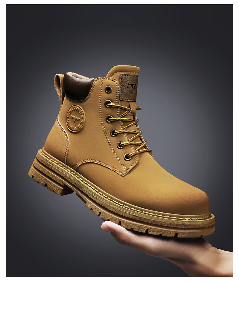 G.N.Shi Jia [Zhang Ruoyun Style] Men's Martin Boots Autumn Winter New Couple High-top Yellow Boots Outdoor Non-slip Work Shoes 13