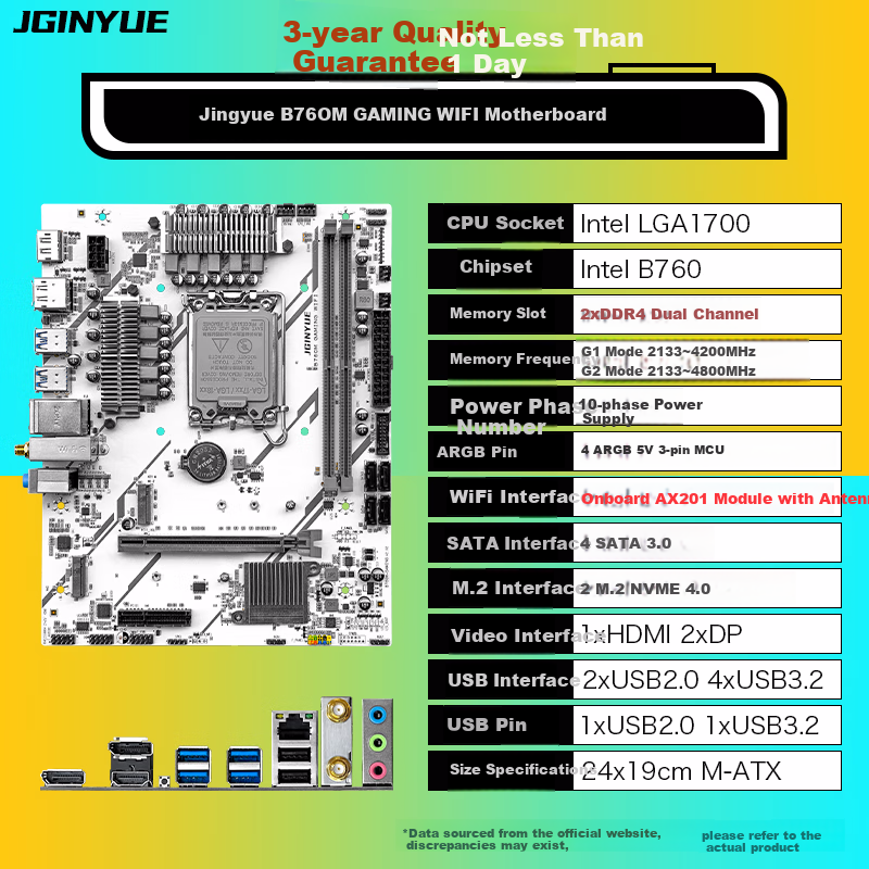 Jingyue B760M GAMING WIFI Motherboard DDR4 Desktop Gaming Computer Motherboard Core I5 13600KF/13400F (Intel B760/LGA 1700)