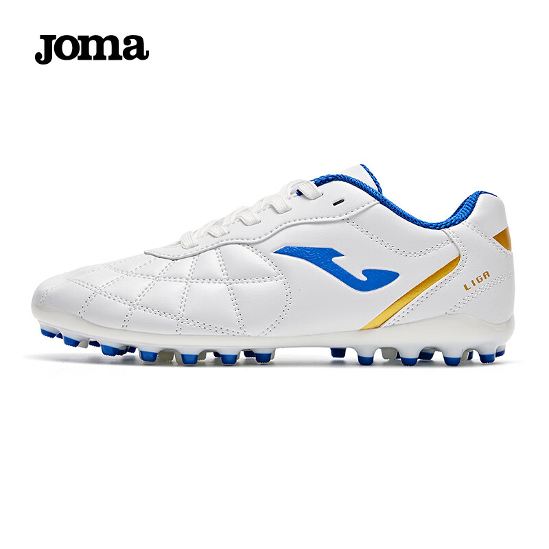 JOMA Kids Soccer Shoes MG Short Studs 2025 New Professional Football Match Training Shoes White/Blue Size 36