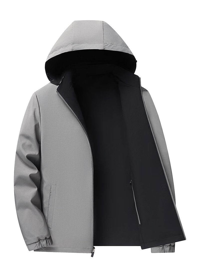 FIRS Reversible Men's Jacket Spring Autumn Business Casual Workwear New Detachable Hood Short Coat 5