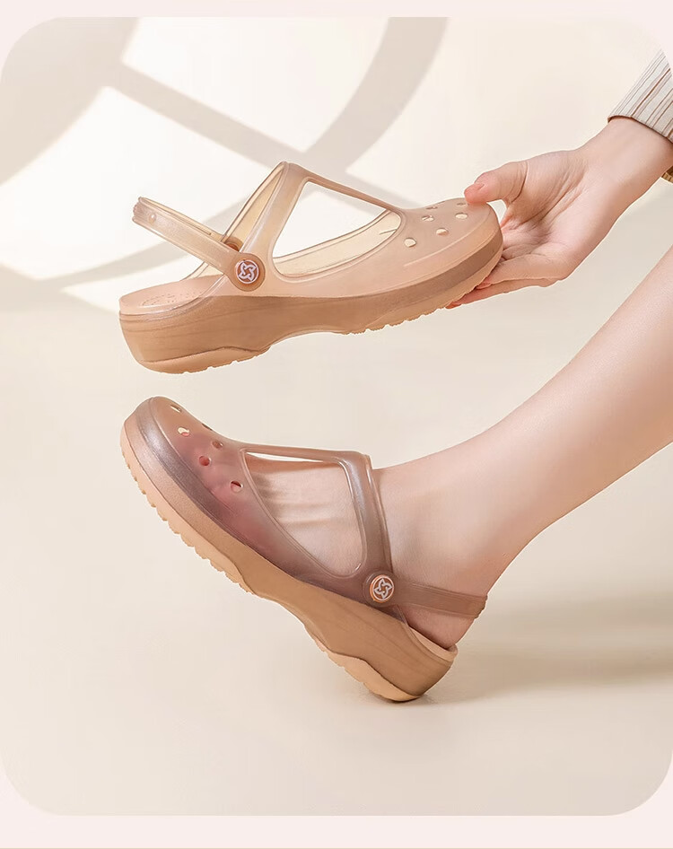 VEBLEN Women's Summer Breathable Outdoor Travel Rainproof Sandals Beach Hole Shoes Tea Gold Size 39 VBL6601 10