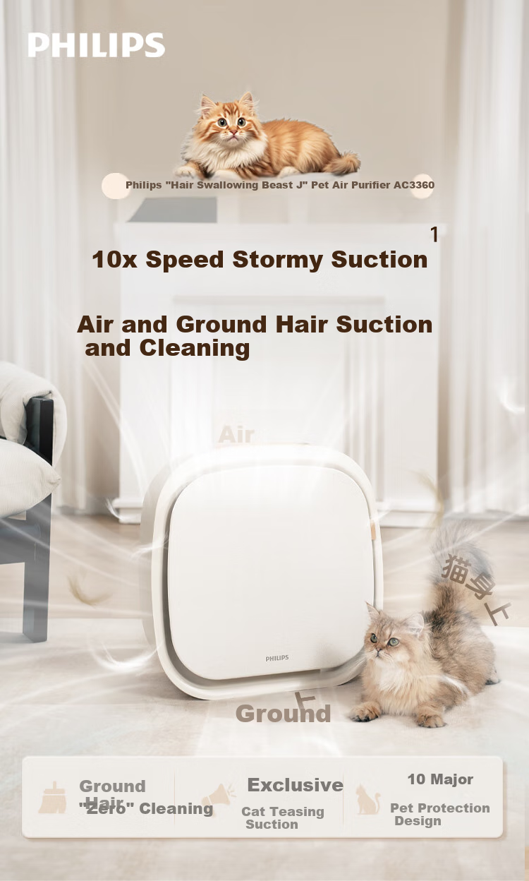 PHILIPS Pet Air Purifier for Home Use, Cat And Dog Hair Remover, Allergy Relief Device, Eliminates Bacteria, Odors, Smells, Pollen, Dust Mites AC3360, Gift for Pet Lovers 2