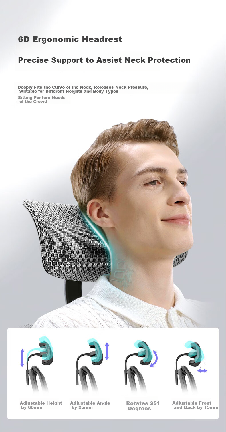 Ergonor Baoying Ergonomic Chair, Computer Chair, Comfortable Office Chair, Gaming Chair, Silver White (Cloud Cushion) 12