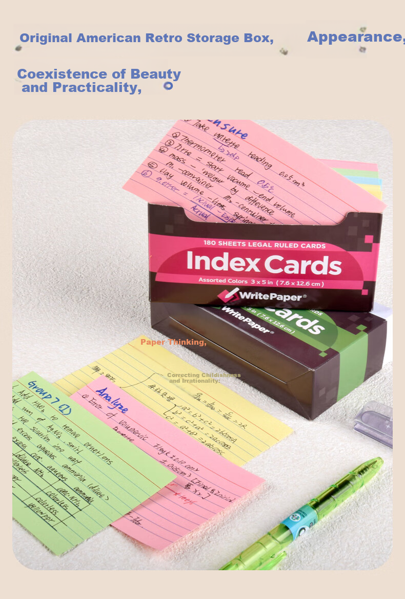 KAISA [Best-Selling Online] White Lined Index Cards, 210 Sheets Boxed, Sticky Notes, Message Cards, Bookmarks, Index Labels, Portable Vocabulary Learning Cards 7