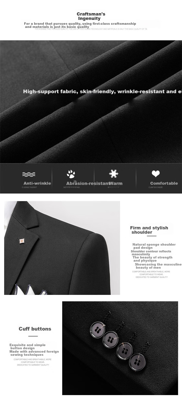 Ayoupang Large Size Suit Set for Men, Professional Commute Formal Wear, Groom And Groomsman Wedding Two-Piece Suit, Dark Gray, 2XL 28
