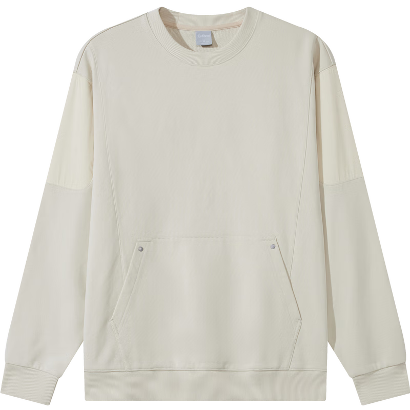 CABBEEN 365g Fish Scale Fabric Men's Sweatshirt Creative Studded Structure Segmented Design Winter Long Sleeve Sweatshirt