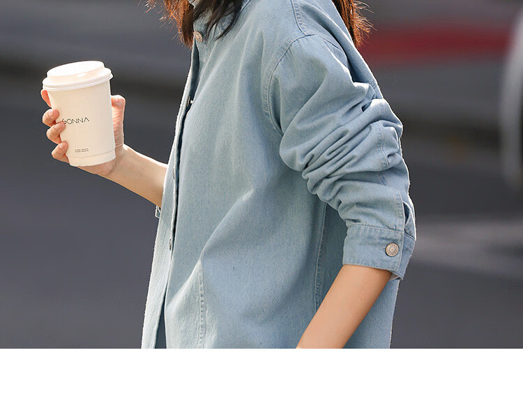 Dme [Light-Colored Denim Shirt] Spring And Autumn Youthful Age-Reducing Artistic Elegant Simple Basic Shirt for Wome 18