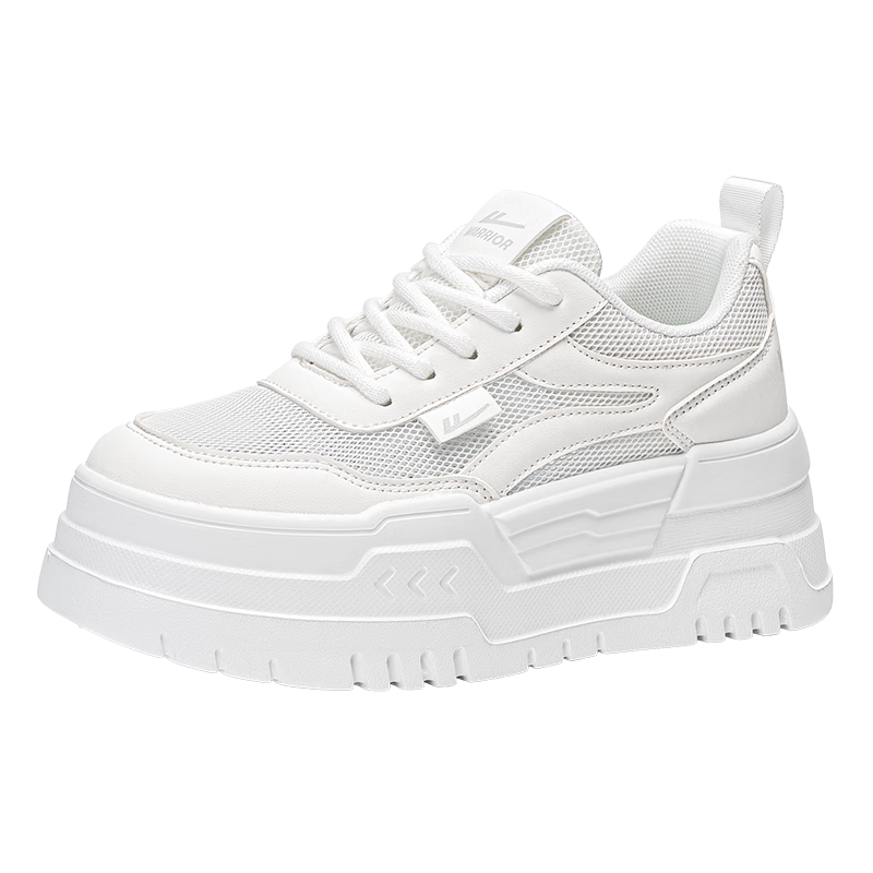 Warrior Mesh White Sneakers Women Summer Breathable Lightweight Comfortable Casual Sports Height Increasing Shoes White 36