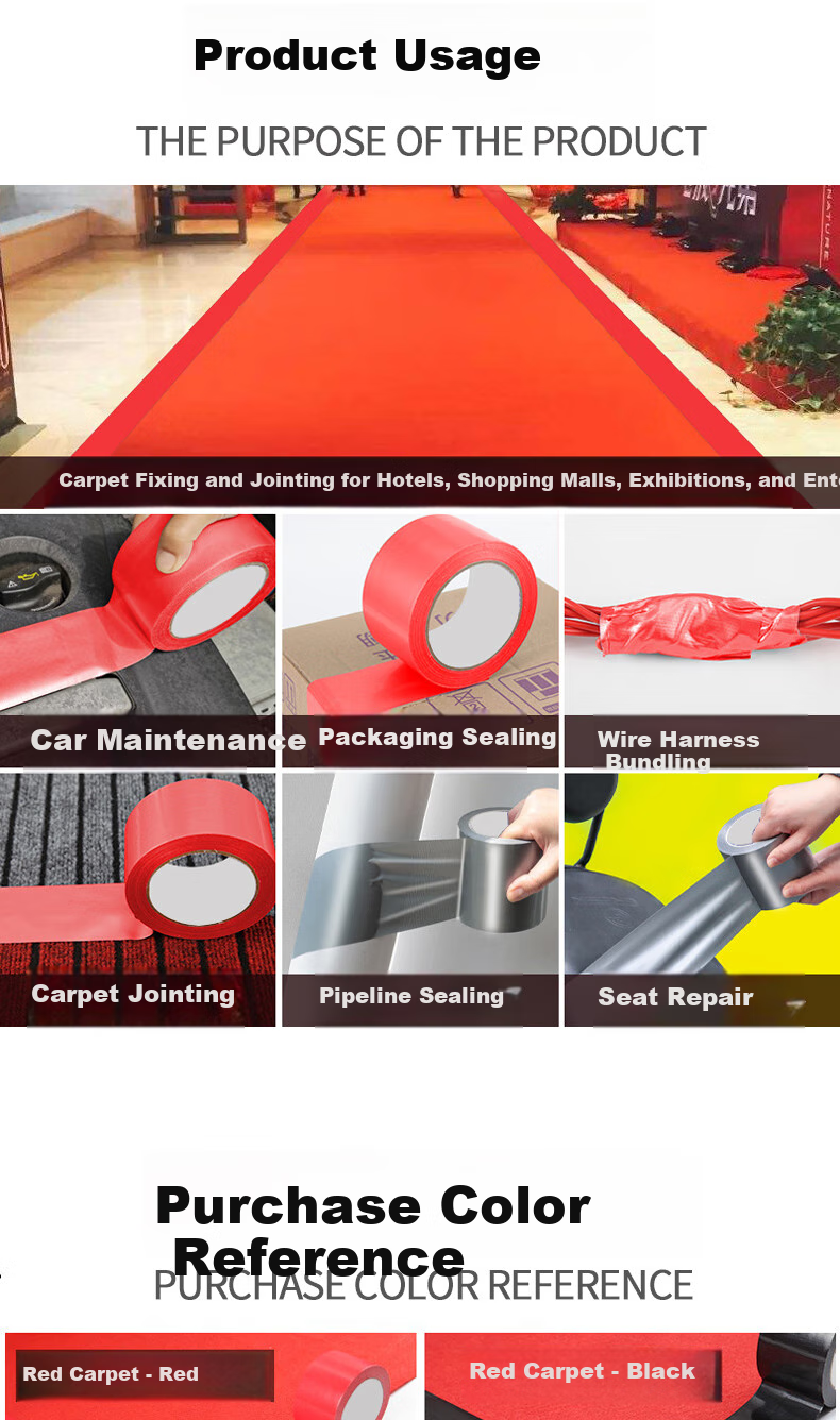 Elifo Colored Cloth-Based Tape, Strong Carpet Tape, Floor Red Carpet, Colorful Adhesive Tape, Heavy-Duty Tape, Floor Sealing Tape, Stage Curtain, Advertising Cloth Tape, Removable Adhesive, Waterproof And Wear-Resistant 2